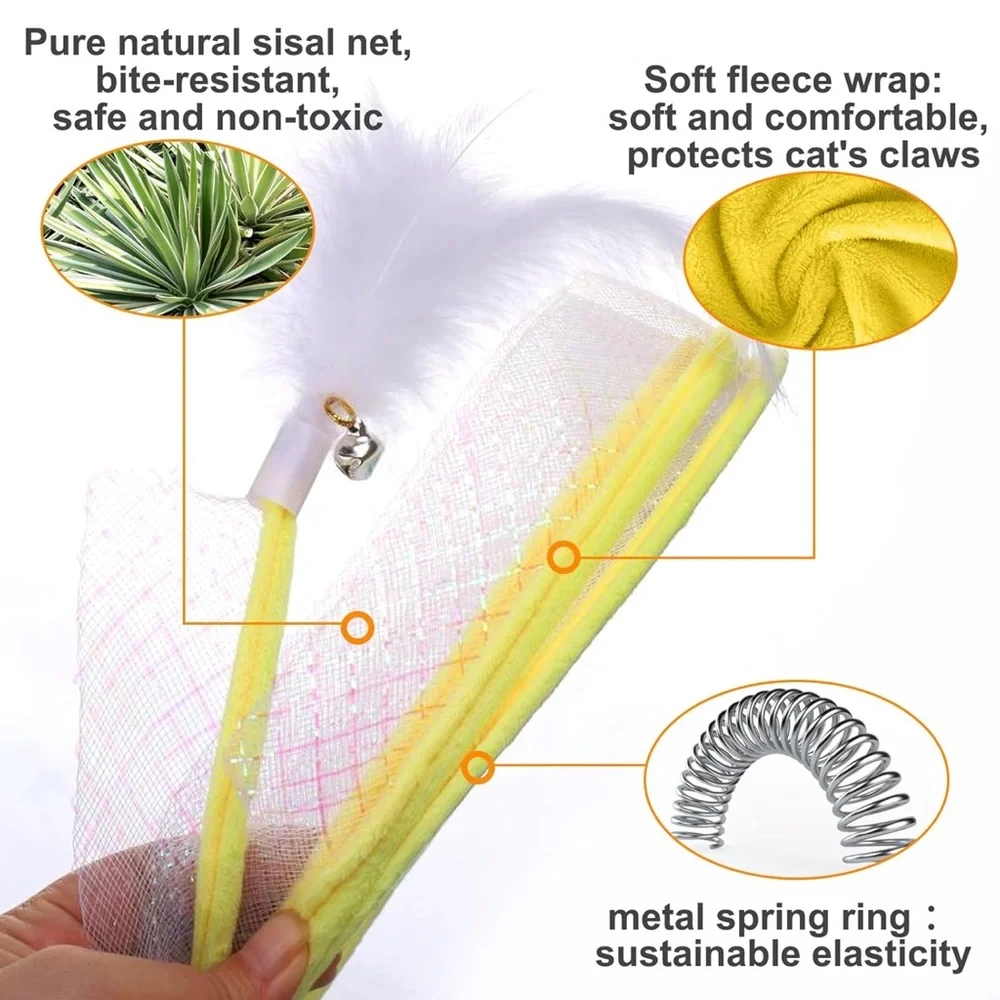 ✨BNWT - Foldable Interactive Cat Tunnel with Bell/Feather/PomPom Balls - Yellow✨